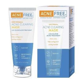 AcneFree Acne Clearing Mask, 3.5% Sulfur Acne Treatment, Absorbs Excess Oil and Unclogs Pores with Vitamin C, Bentonite, and Zinc, 1.7 Ounce AcneFree Acne Clearing Mask, 3.5% Sulfur Acne Treatment, Absorbs Excess Oil and Unclogs Pores with Vitamin C, Bentonite, and Zinc, 1.7 Ounce