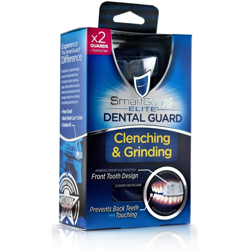 Dental Guard SMARTGUARD ELITE (2 Guards 1 Travel case) Front tooth Custom Anti Teeth Grinding Night Guard for Clenching - Dentist Designed - Bruxing Splint Mouth Protector for Relief of Symptoms Dental Guard SMARTGUARD ELITE (2 Guards 1 Travel case) Front tooth Custom Anti Teeth Grinding Night Guard for Clenching - Dentist Designed - Bruxing Splint Mouth Protector for Relief of Symptoms