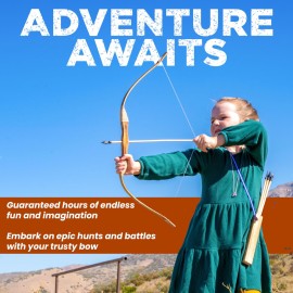 Adventure Awaits! - 2-Pack Handmade Wooden Bow and Arrow Set - 20 Wood Arrows and 2 Quivers - for Outdoor Play Adventure Awaits! - 2-Pack Handmade Wooden Bow and Arrow Set - 20 Wood Arrows and 2 Quivers - for Outdoor Play