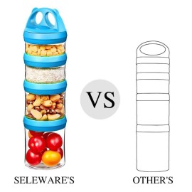 SELEWARE Portable Stackable Food Storage Containers for Snacks Formula Powder and Drinks Twist Lock System Airtight Leak-proof BPA and Phthalate Free 4 Piece Jars 31oz Blue SELEWARE Portable Stackable Food Storage Containers for Snacks Formula Powder and Drinks Twist Lock System Airtight Leak-proof BPA and Phthalate Free 4 Piece Jars 31oz Blue