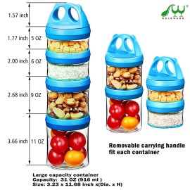 SELEWARE Portable Stackable Food Storage Containers for Snacks Formula Powder and Drinks Twist Lock System Airtight Leak-proof BPA and Phthalate Free 4 Piece Jars 31oz Blue SELEWARE Portable Stackable Food Storage Containers for Snacks Formula Powder and Drinks Twist Lock System Airtight Leak-proof BPA and Phthalate Free 4 Piece Jars 31oz Blue