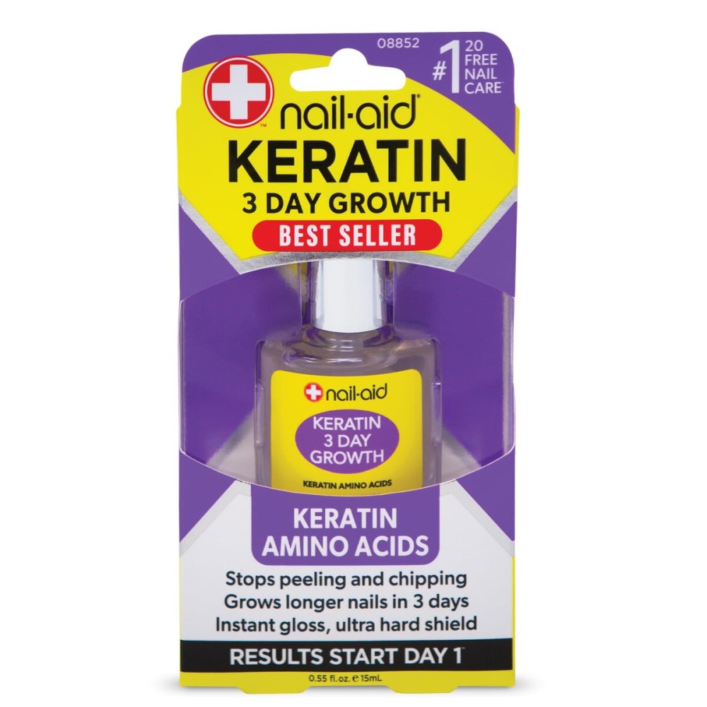 Nail-Aid Keratin 3 Day Growth Nail Treatment & Strengthener, Clear, 0.55 Fl Oz Nail-Aid Keratin 3 Day Growth Nail Treatment & Strengthener, Clear, 0.55 Fl Oz