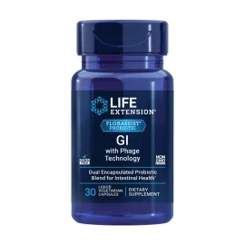 Life Extension FLORASSIST GI with Phage Technology, digestive health, probiotic support, nutrient absorption, 7 probiotic strains, bacteriophage blend, 30 liquid vegetarian capsules