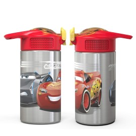 Zak Designs Disney Cars 3 - Stainless Steel Water Bottle with One Hand Operation Action Lid and Built-in Carrying Loop, Kids Water Bottle with Straw Spout is Perfect for Kids (15.5 oz, 18/8, BPA-Free) Zak Designs Disney Cars 3 - Stainless Steel Water Bottle with One Hand Operation Action Lid and Built-in Carrying Loop, Kids Water Bottle with Straw Spout is Perfect for Kids (15.5 oz, 18/8, BPA-Free)