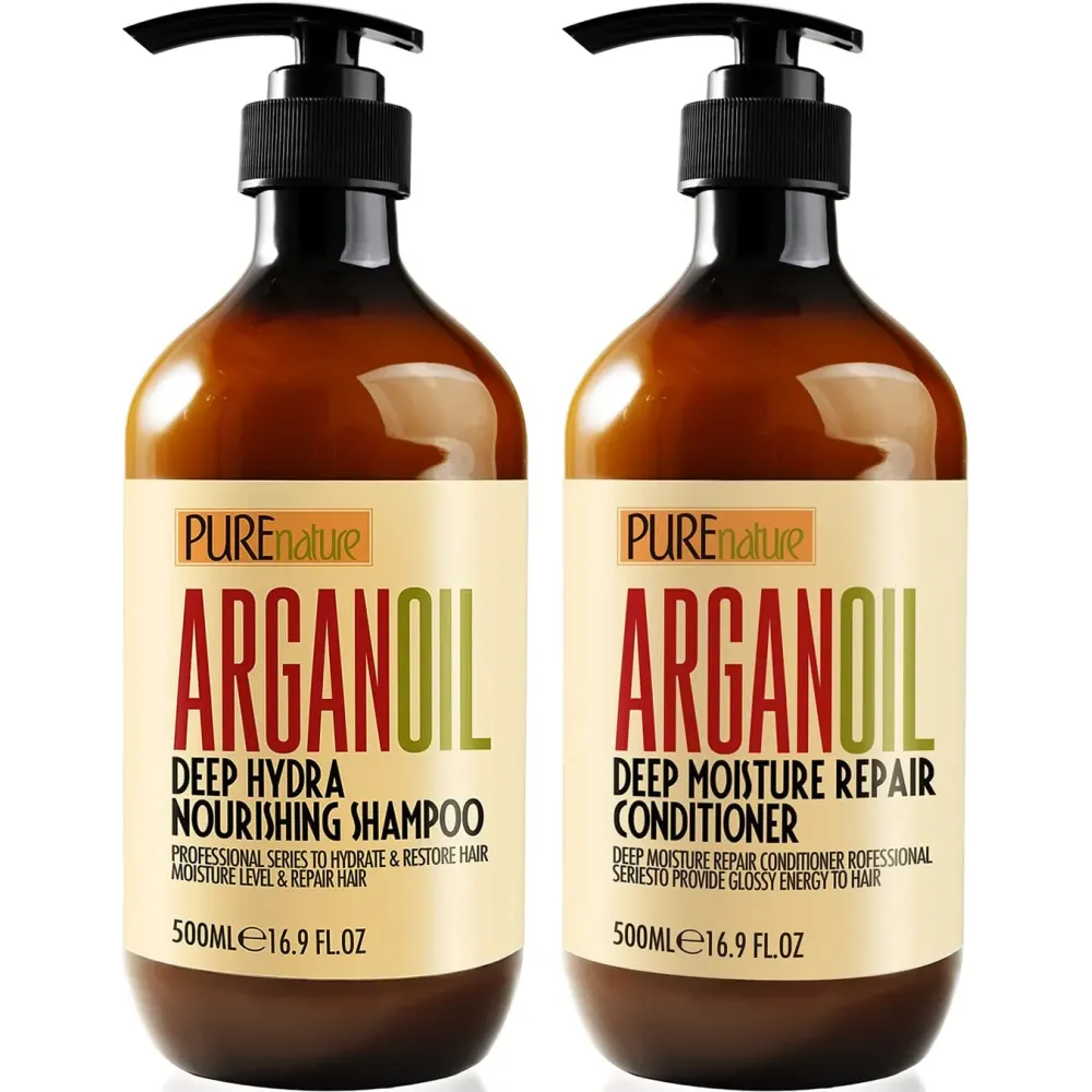 Argan Oil Shampoo and Conditioner Set - Sulfate Free Moroccan Care with Keratin - For Curly, Straight, Dry and Damaged Hair - Moisturizing, Hydrating, Anti Frizz Salon Technology Argan Oil Shampoo and Conditioner Set - Sulfate Free Moroccan Care with Keratin - For Curly, Straight, Dry and Damaged Hair - Moisturizing, Hydrating, Anti Frizz Salon Technology