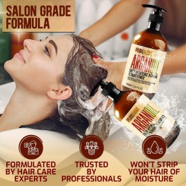 Argan Oil Shampoo and Conditioner Set - Sulfate Free Moroccan Care with Keratin - For Curly, Straight, Dry and Damaged Hair - Moisturizing, Hydrating, Anti Frizz Salon Technology Argan Oil Shampoo and Conditioner Set - Sulfate Free Moroccan Care with Keratin - For Curly, Straight, Dry and Damaged Hair - Moisturizing, Hydrating, Anti Frizz Salon Technology