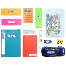 Baby Bottle Labels for Daycare, Self-Laminating, Waterproof Write-On Name Labels, Assorted Sizes & Colors, Pack of 64