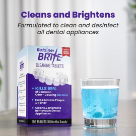 Retainer Brite - Aligner Cleaning Tablets for Invisalign, Mouth Guard Cleaner, Night Guard Cleaner and other Dental Appliances. FDA Registered and Made in USA. 192 Tablets - 6 Month Supply Retainer Brite - Aligner Cleaning Tablets for Invisalign, Mouth Guard Cleaner, Night Guard Cleaner and other Dental Appliances. FDA Registered and Made in USA. 192 Tablets - 6 Month Supply