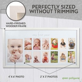 Baby\'s First Year Frame in Elegant White Natural Wood - My First Year Baby Picture Frame for Photo Memories (White) Baby\'s First Year Frame in Elegant White Natural Wood - My First Year Baby Picture Frame for Photo Memories (White)