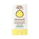 Sun Bum Baby Bum Mineral SPF 50 Sunscreen Stick - Hawaii 104 Act Compliant (Without Octinoxate & Oxybenzone) - UVA/UVB Face and Body Protection - Unscented for Sensitive Skin - Travel Size 0.45 Oz