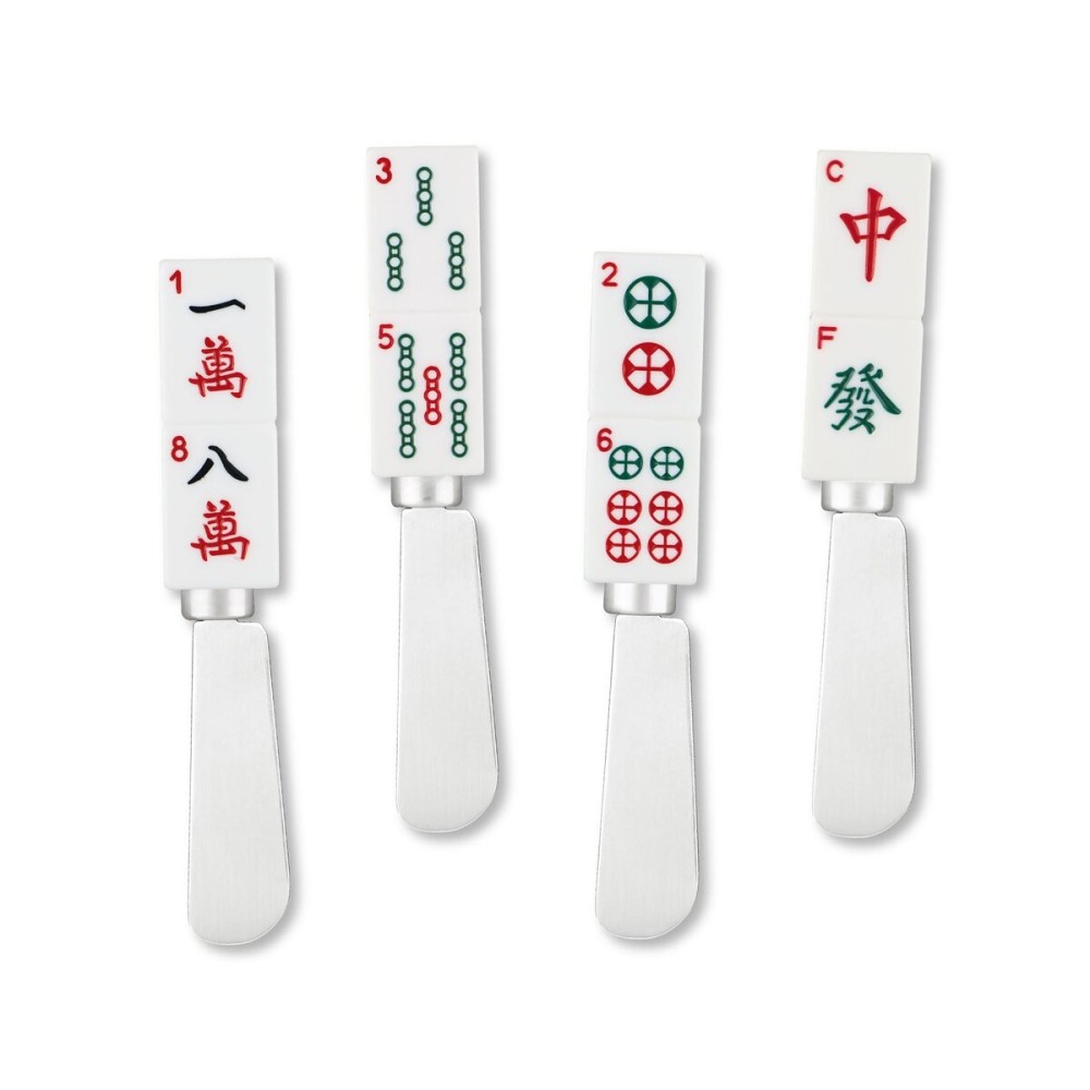 Wine Things Mahjong Tile Cheese Spreaders, Hand-Painted Resin Handles with Stainless Steel Blades for Spreading Cream Cheese, Butter, and Jam, Assorted Designs, Set of 4 Wine Things Mahjong Tile Cheese Spreaders, Hand-Painted Resin Handles with Stainless Steel Blades for Spreading Cream Cheese, Butter, and Jam, Assorted Designs, Set of 4