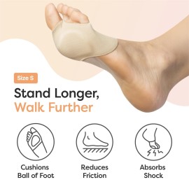 ZenToes Metatarsal Pads for Men and Women - Ball of Foot Pain Relief Cushions for Sesamoiditis, Metatarsalgia, Morton\'s Neuroma - 2 Pairs Fabric Sleeves with Gel Inserts (Small, Beige) ZenToes Metatarsal Pads for Men and Women - Ball of Foot Pain Relief Cushions for Sesamoiditis, Metatarsalgia, Morton\'s Neuroma - 2 Pairs Fabric Sleeves with Gel Inserts (Small, Beige)