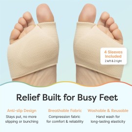 ZenToes Metatarsal Pads for Men and Women - Ball of Foot Pain Relief Cushions for Sesamoiditis, Metatarsalgia, Morton\'s Neuroma - 2 Pairs Fabric Sleeves with Gel Inserts (Small, Beige) ZenToes Metatarsal Pads for Men and Women - Ball of Foot Pain Relief Cushions for Sesamoiditis, Metatarsalgia, Morton\'s Neuroma - 2 Pairs Fabric Sleeves with Gel Inserts (Small, Beige)