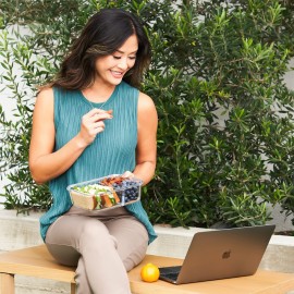 Bentgo Glass Lunch Box - Leak-Proof Bento-Style Food Container with Airtight Lid and Divided 3-Compartment Design - 5 Cup Capacity for Meal Prepping, and Portion-Controlled Meals for Adults (Gray) Bentgo Glass Lunch Box - Leak-Proof Bento-Style Food Container with Airtight Lid and Divided 3-Compartment Design - 5 Cup Capacity for Meal Prepping, and Portion-Controlled Meals for Adults (Gray)