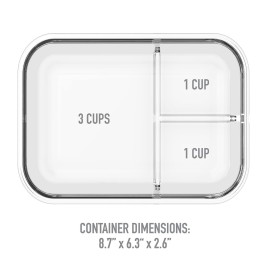 Bentgo Glass Lunch Box - Leak-Proof Bento-Style Food Container with Airtight Lid and Divided 3-Compartment Design - 5 Cup Capacity for Meal Prepping, and Portion-Controlled Meals for Adults (Gray) Bentgo Glass Lunch Box - Leak-Proof Bento-Style Food Container with Airtight Lid and Divided 3-Compartment Design - 5 Cup Capacity for Meal Prepping, and Portion-Controlled Meals for Adults (Gray)