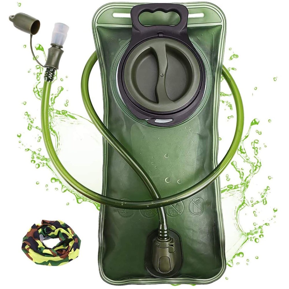 Hydration Bladder, 2L Water Bladder for Hiking Backpack, BPA-Free Leak Proof Water Reservoir Storage Bag, Water Pouch Hydration Pack Replacement for Camping Cycling Running, Military Green Hydration Bladder, 2L Water Bladder for Hiking Backpack, BPA-Free Leak Proof Water Reservoir Storage Bag, Water Pouch Hydration Pack Replacement for Camping Cycling Running, Military Green