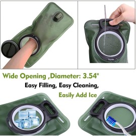 Hydration Bladder, 2L Water Bladder for Hiking Backpack, BPA-Free Leak Proof Water Reservoir Storage Bag, Water Pouch Hydration Pack Replacement for Camping Cycling Running, Military Green Hydration Bladder, 2L Water Bladder for Hiking Backpack, BPA-Free Leak Proof Water Reservoir Storage Bag, Water Pouch Hydration Pack Replacement for Camping Cycling Running, Military Green