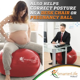 SmarterLife Exercise Ball, Yoga Ball for Fitness, Balance, Stability, or Pregnancy, Gym Ball for Core Workout, Physical Therapy, Yoga Ball Chair for Office, Anti-Slip Anti-Burst (45 cm, Red) SmarterLife Exercise Ball, Yoga Ball for Fitness, Balance, Stability, or Pregnancy, Gym Ball for Core Workout, Physical Therapy, Yoga Ball Chair for Office, Anti-Slip Anti-Burst (45 cm, Red)
