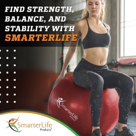 SmarterLife Exercise Ball, Yoga Ball for Fitness, Balance, Stability, or Pregnancy, Gym Ball for Core Workout, Physical Therapy, Yoga Ball Chair for Office, Anti-Slip Anti-Burst (45 cm, Red) SmarterLife Exercise Ball, Yoga Ball for Fitness, Balance, Stability, or Pregnancy, Gym Ball for Core Workout, Physical Therapy, Yoga Ball Chair for Office, Anti-Slip Anti-Burst (45 cm, Red)