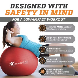 SmarterLife Exercise Ball, Yoga Ball for Fitness, Balance, Stability, or Pregnancy, Gym Ball for Core Workout, Physical Therapy, Yoga Ball Chair for Office, Anti-Slip Anti-Burst (45 cm, Red) SmarterLife Exercise Ball, Yoga Ball for Fitness, Balance, Stability, or Pregnancy, Gym Ball for Core Workout, Physical Therapy, Yoga Ball Chair for Office, Anti-Slip Anti-Burst (45 cm, Red)