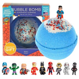 Superhero Bath Bombs for Kids & Boys with Surprise Hero Toys Inside (1 Pack) - Large Bubble Bomb for Boys & Girls - Fruity Scent, Relaxing, Gift for Children, Made in USA by Two Sisters Superhero Bath Bombs for Kids & Boys with Surprise Hero Toys Inside (1 Pack) - Large Bubble Bomb for Boys & Girls - Fruity Scent, Relaxing, Gift for Children, Made in USA by Two Sisters