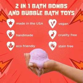 Superhero Bath Bombs for Kids & Boys with Surprise Hero Toys Inside (1 Pack) - Large Bubble Bomb for Boys & Girls - Fruity Scent, Relaxing, Gift for Children, Made in USA by Two Sisters Superhero Bath Bombs for Kids & Boys with Surprise Hero Toys Inside (1 Pack) - Large Bubble Bomb for Boys & Girls - Fruity Scent, Relaxing, Gift for Children, Made in USA by Two Sisters