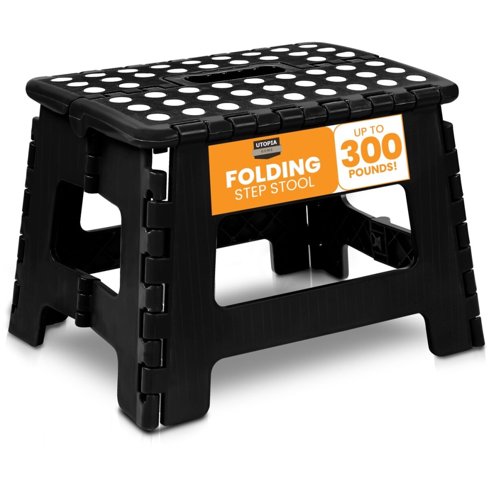 Utopia Home Folding Step Stool with 9 Inch Height (Pack of 1) - Holds Up to 300 lbs - Lightweight Plastic Foldable Step Stool for Kitchen, Bathroom & Living Room (Black) Utopia Home Folding Step Stool with 9 Inch Height (Pack of 1) - Holds Up to 300 lbs - Lightweight Plastic Foldable Step Stool for Kitchen, Bathroom & Living Room (Black)