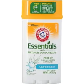 ARM & HAMMER Essentials Solid Deodorant, Clean(Juniper Berry), Wide Stick, 2.5 oz. (Pack of 3)