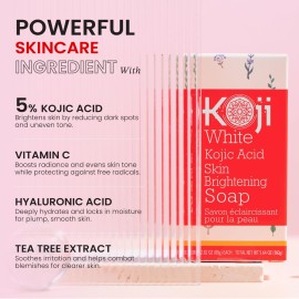 Koji White Pure Kojic Acid Soap | Glycerin Soap Bar for Gentle Skin Brightening and Exfoliation with Tea Tree, Coconut Oil, Hyaluronic Acid & Vitamin C, Vegan, 2.82 oz Koji White Pure Kojic Acid Soap | Glycerin Soap Bar for Gentle Skin Brightening and Exfoliation with Tea Tree, Coconut Oil, Hyaluronic Acid & Vitamin C, Vegan, 2.82 oz