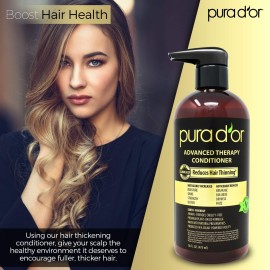 PURA D\'OR Advanced Therapy Conditioner (16oz) For Increased Moisture, Strength, Volume & Texture, No Sulfates, Contains Argan Oil & Biotin, All Hair Types, Men & Women (Packaging May Vary)