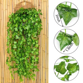 DearHouse 84 Feet 12 Strands Artificial Ivy Leaf Plants Vine Hanging Garland Fake Foliage Flowers Home Kitchen Garden Office Wedding Wall Decor, Green DearHouse 84 Feet 12 Strands Artificial Ivy Leaf Plants Vine Hanging Garland Fake Foliage Flowers Home Kitchen Garden Office Wedding Wall Decor, Green