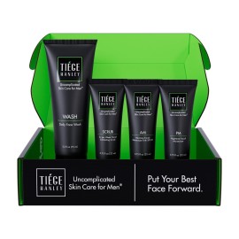 Tiege Hanley Mens Skin Care Set, Essential Routine (System Level 1) - Face Wash, Scrub & Moisturizer for Healthier, Hydrated Skin | Daily Mens Skin Care Kit for Sensitive skin & Dryness Protection