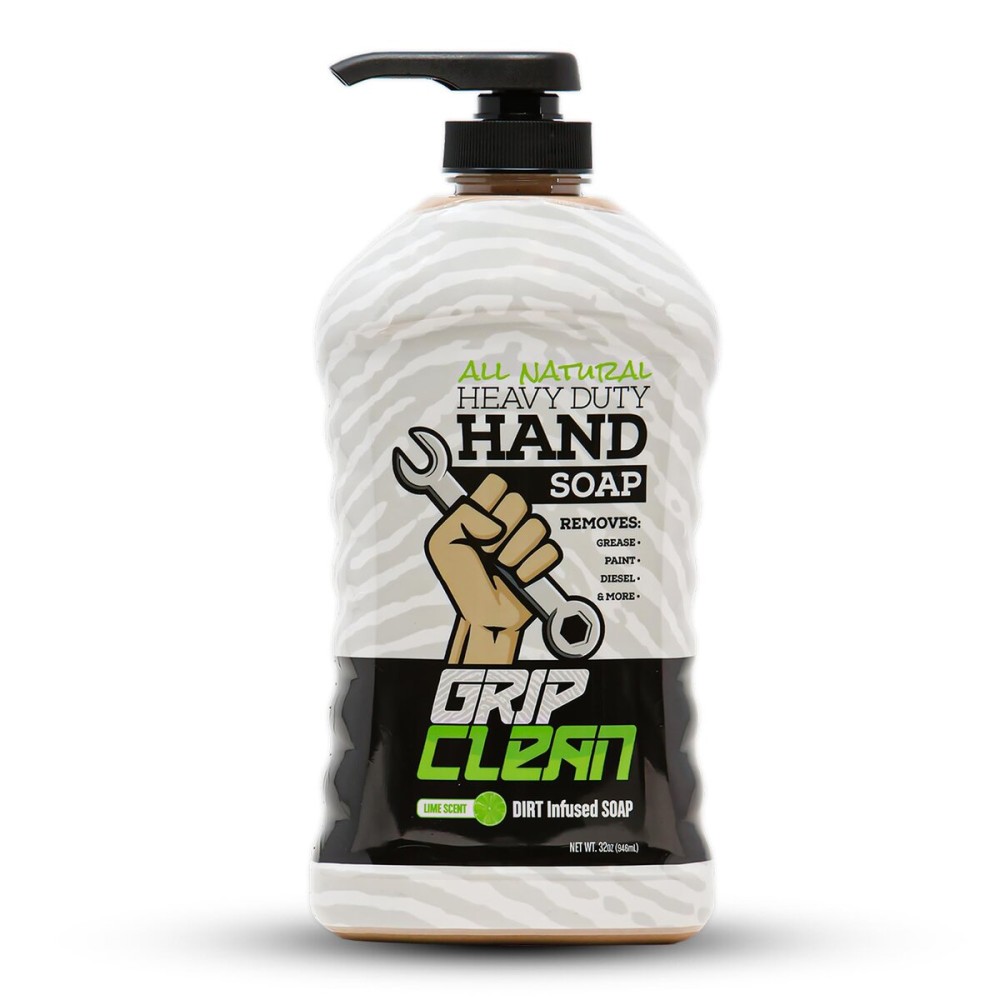 Grip Clean - Hand Cleaner for Mechanics - Heavy-Duty Mechanic Soap, Liquid Hand Soap with Natural Pumice & Clay to Absorb Tough Grease, Oil & Dirt - Moisturizing Coconut Oil, Lime Scent (32oz) Grip Clean - Hand Cleaner for Mechanics - Heavy-Duty Mechanic Soap, Liquid Hand Soap with Natural Pumice & Clay to Absorb Tough Grease, Oil & Dirt - Moisturizing Coconut Oil, Lime Scent (32oz)