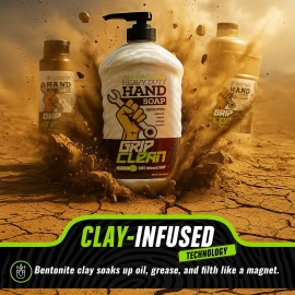 Grip Clean - Hand Cleaner for Mechanics - Heavy-Duty Mechanic Soap, Liquid Hand Soap with Natural Pumice & Clay to Absorb Tough Grease, Oil & Dirt - Moisturizing Coconut Oil, Lime Scent (32oz) Grip Clean - Hand Cleaner for Mechanics - Heavy-Duty Mechanic Soap, Liquid Hand Soap with Natural Pumice & Clay to Absorb Tough Grease, Oil & Dirt - Moisturizing Coconut Oil, Lime Scent (32oz)