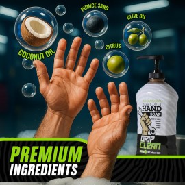 Grip Clean - Hand Cleaner for Mechanics - Heavy-Duty Mechanic Soap, Liquid Hand Soap with Natural Pumice & Clay to Absorb Tough Grease, Oil & Dirt - Moisturizing Coconut Oil, Lime Scent (32oz) Grip Clean - Hand Cleaner for Mechanics - Heavy-Duty Mechanic Soap, Liquid Hand Soap with Natural Pumice & Clay to Absorb Tough Grease, Oil & Dirt - Moisturizing Coconut Oil, Lime Scent (32oz)