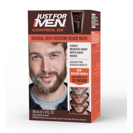 Just For Men Control GX Grey Reducing Beard Wash Shampoo with Keratin, Gradually Colors Mustache and Beard, Leaves Facial Hair Thicker Softer and Fuller, 4 Fl Oz - Pack of 1 (Packaging May Vary) Just For Men Control GX Grey Reducing Beard Wash Shampoo with Keratin, Gradually Colors Mustache and Beard, Leaves Facial Hair Thicker Softer and Fuller, 4 Fl Oz - Pack of 1 (Packaging May Vary)