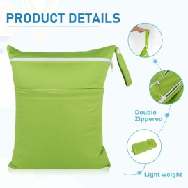 Angel Love Baby Cloth Diaper Wet/Dry Bags, 2 Pack With Two Zippered Pockets, Waterproof Washable Reusable for Travel, Beach, Pool, Gym, Swimsuits or Wet Clothes, L0109 Angel Love Baby Cloth Diaper Wet/Dry Bags, 2 Pack With Two Zippered Pockets, Waterproof Washable Reusable for Travel, Beach, Pool, Gym, Swimsuits or Wet Clothes, L0109