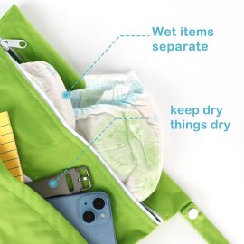 Angel Love Baby Cloth Diaper Wet/Dry Bags, 2 Pack With Two Zippered Pockets, Waterproof Washable Reusable for Travel, Beach, Pool, Gym, Swimsuits or Wet Clothes, L0109 Angel Love Baby Cloth Diaper Wet/Dry Bags, 2 Pack With Two Zippered Pockets, Waterproof Washable Reusable for Travel, Beach, Pool, Gym, Swimsuits or Wet Clothes, L0109