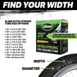 Slime 30074 Bike Inner Tubes with Slime Puncture Sealant, Extra Strong, Self Sealing, Prevent and Repair, Schrader Valve, 26x1.75-2.125, Value 2-Pack Slime 30074 Bike Inner Tubes with Slime Puncture Sealant, Extra Strong, Self Sealing, Prevent and Repair, Schrader Valve, 26x1.75-2.125, Value 2-Pack