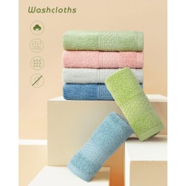 Cleanbear Pure Cotton Wash Cloths Face Cloths, 6 Colors per Set, 13 x 13 Inches (Light Blue, Jade Green, Light Green, Grey, Light Grey, Pink) Cleanbear Pure Cotton Wash Cloths Face Cloths, 6 Colors per Set, 13 x 13 Inches (Light Blue, Jade Green, Light Green, Grey, Light Grey, Pink)