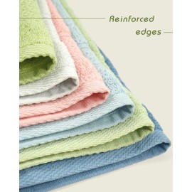 Cleanbear Pure Cotton Wash Cloths Face Cloths, 6 Colors per Set, 13 x 13 Inches (Light Blue, Jade Green, Light Green, Grey, Light Grey, Pink) Cleanbear Pure Cotton Wash Cloths Face Cloths, 6 Colors per Set, 13 x 13 Inches (Light Blue, Jade Green, Light Green, Grey, Light Grey, Pink)