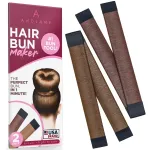 Women\'s Hair Bun Maker French Twist Hair Fold Wrap Snap by Andlane (1 Brown, 1 Light Brown)