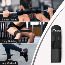 RitFit Upgraded 7 Pack Barbell Squat Pad Set with Resistance Band,2 Safety Straps,2 Gym Ankle Straps and Carry Bag,Workout for Lunges, Hip Thrusts,Protect Neck Shoulder (Black)
