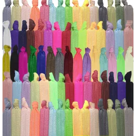 79STYLE 100Pcs No Crease Hair Ties For Women Fabric Hair Ties Cloth Ribbon Hair Scrunchies Knotted Ponytail Holders. Yoga Twist Flat Hair Bands Bulk Elastic Hair Ties Bracelet Grils (Mutil-20Colors)