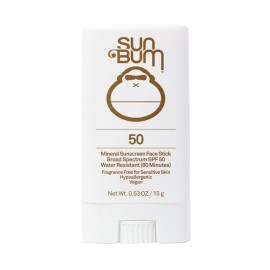 Sun Bum Mineral SPF 50 Face Stick Sunscreen - Water-Resistant Broad Spectrum Sunscreen with Vitamin E - Hawaii 104 Act Compliant (Made without Octinoxate & Oxybenzone) - Travel Friendly 0.53 oz