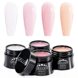Gellen Professional Extension Poly Gel Soak Off UV Builder Gel Set Acrylic Nail Kit, DIY Home Gel Manicure (15ml, 4 Colors), Peach Clear Pink Lavender