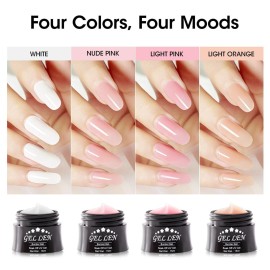 Gellen Professional Extension Poly Gel Soak Off UV Builder Gel Set Acrylic Nail Kit, DIY Home Gel Manicure (15ml, 4 Colors), Peach Clear Pink Lavender Gellen Professional Extension Poly Gel Soak Off UV Builder Gel Set Acrylic Nail Kit, DIY Home Gel Manicure (15ml, 4 Colors), Peach Clear Pink Lavender