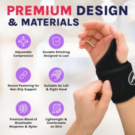 Doctor Developed Wrist Brace, Wrist Wraps for Carpal Tunnel Arthritis, Tendonitis, Hand Support, Ideal for Fitness, Weightlifting - Handbook Included (Wrist Brace 1 Pack) Doctor Developed Wrist Brace, Wrist Wraps for Carpal Tunnel Arthritis, Tendonitis, Hand Support, Ideal for Fitness, Weightlifting - Handbook Included (Wrist Brace 1 Pack)