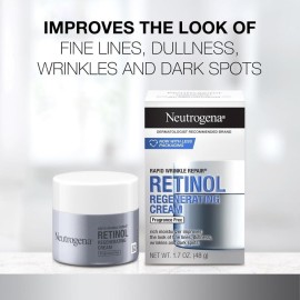 Neutrogena Retinol Face Moisturizer, Rapid Wrinkle Repair, Fragrance Free, Daily Anti-Aging Face Cream with Retinol & Hyaluronic Acid to Fight Fine Lines, Wrinkles, & Dark Spots, 1.7 oz Neutrogena Retinol Face Moisturizer, Rapid Wrinkle Repair, Fragrance Free, Daily Anti-Aging Face Cream with Retinol & Hyaluronic Acid to Fight Fine Lines, Wrinkles, & Dark Spots, 1.7 oz