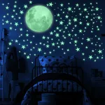 Glow in The Dark Stars and Moon for Ceiling - Luminous Wall Decal, Sticky Fluorescence Decor for Kids Nursery Bedroom Living Room